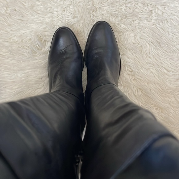 LAMICA OVER-THE-KNEE Genuine Leather Black BOOTS WITH STRAP WIDE CALF - Picture 6 of 12